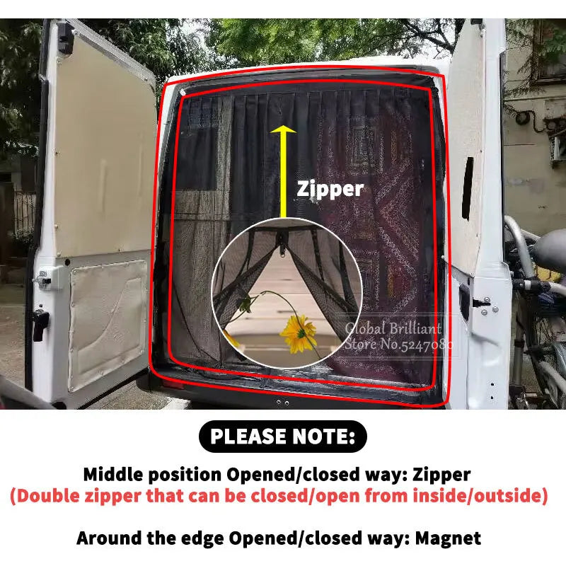 Universal Car Tailgate Mosquito Net Magnetic Curtains Ventilation Mesh Screen Sliding Door Flyscreen Van Fly Net for VW T5 T6