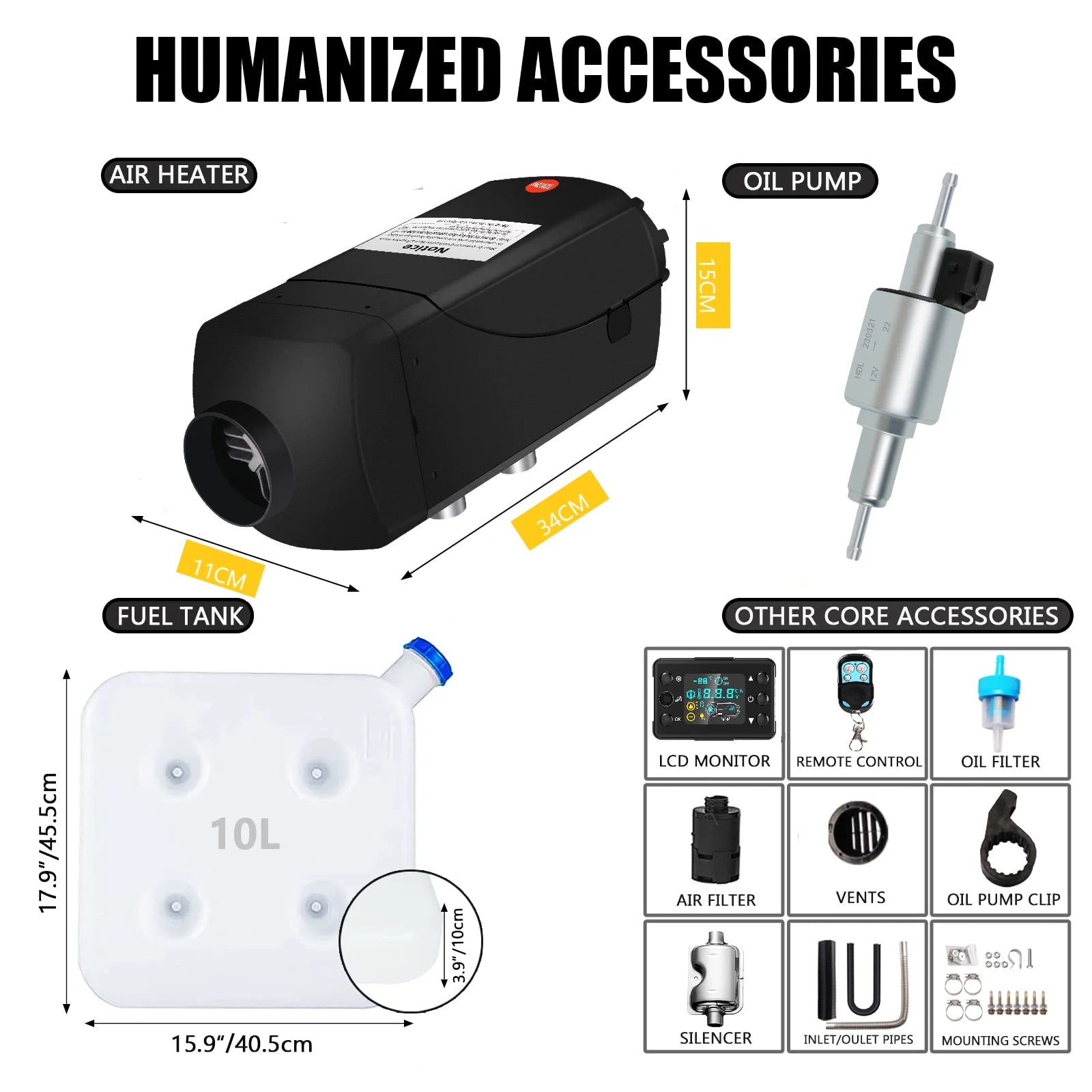 Diesel Heater 2KW Air Heater 12V&24V 5KW Car Heater Diesel with Automatic Start Stop Timer Switch Parking Heater for Car Truck