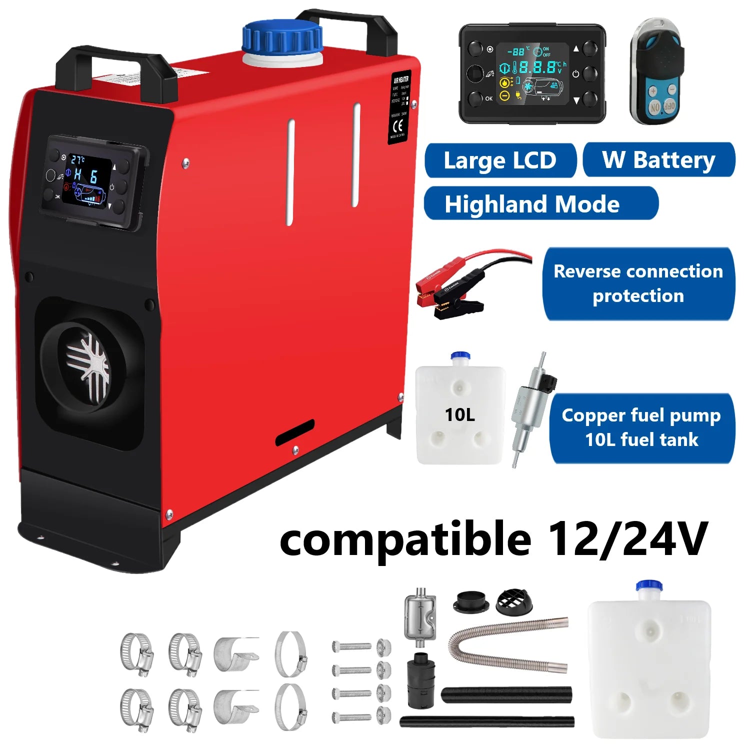 Diesel Heater 2KW Air Heater 12V&24V 5KW Car Heater Diesel with Automatic Start Stop Timer Switch Parking Heater for Car Truck