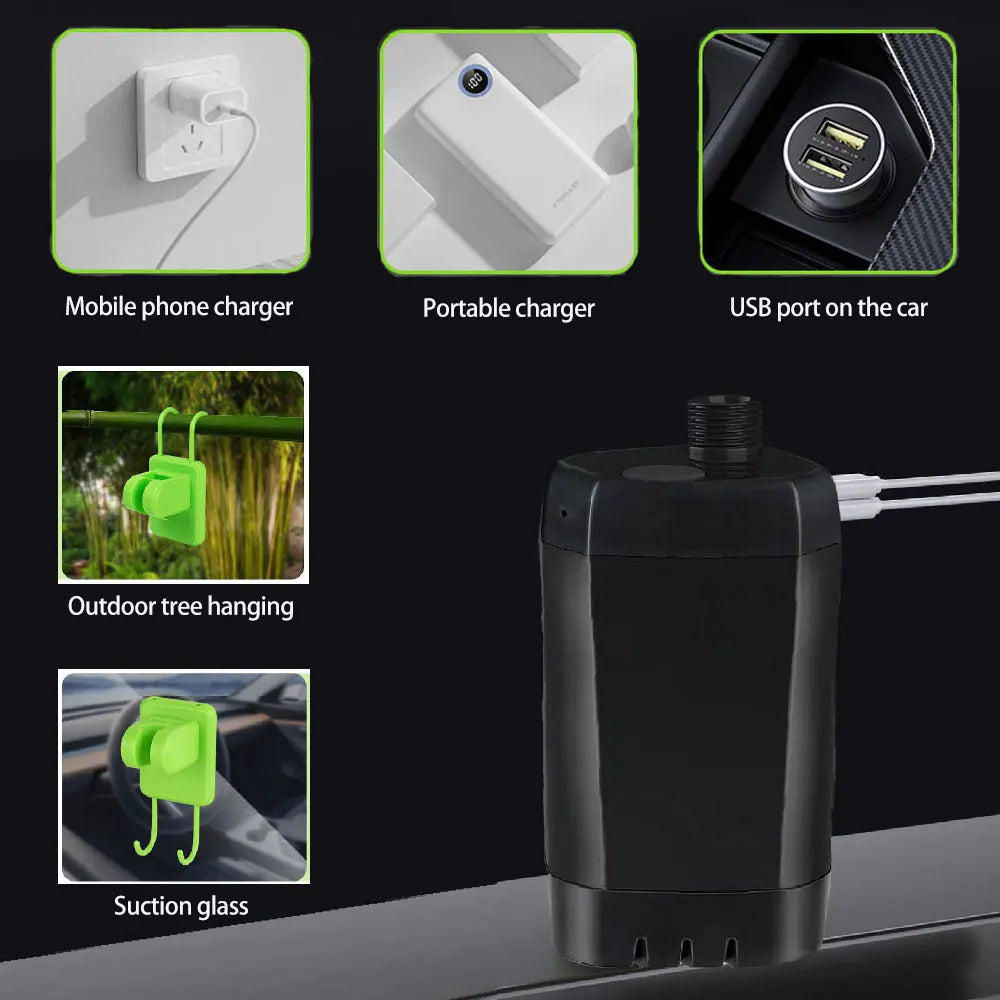 Portable Outdoor Electric Shower, 6000Mah Camping Shower,Rechargeable Full Screen Intelligent Digital Display for Camping Hiking